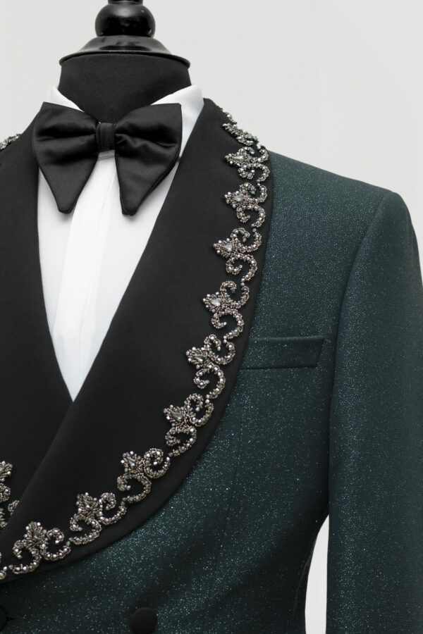 SMOKING CROISÉ BLING BLING VERT BRODERIE GOLD – Image 3