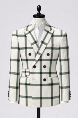 COSTUME GOLFIER A CARREAU VERT 6 BOUTONS